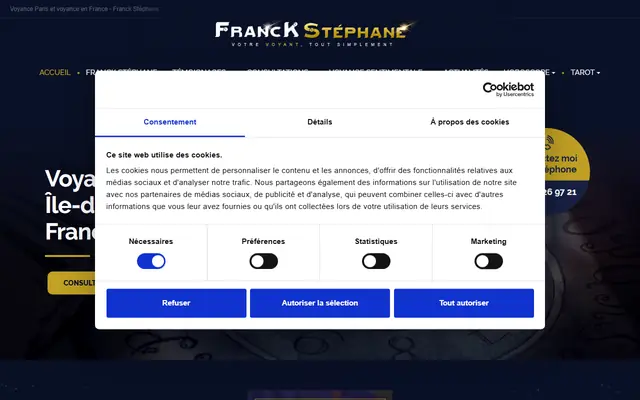 Capture de l’accueil de Ma Consultation De Voyance. Rien n’y a été recadré ni surligné.