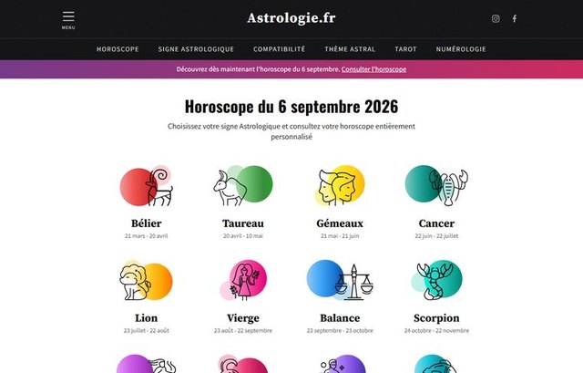 Page d'accueil d'astrologie.fr