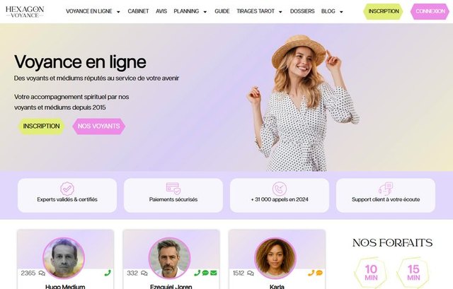Page d'accueil d'hexagon-voyance.com